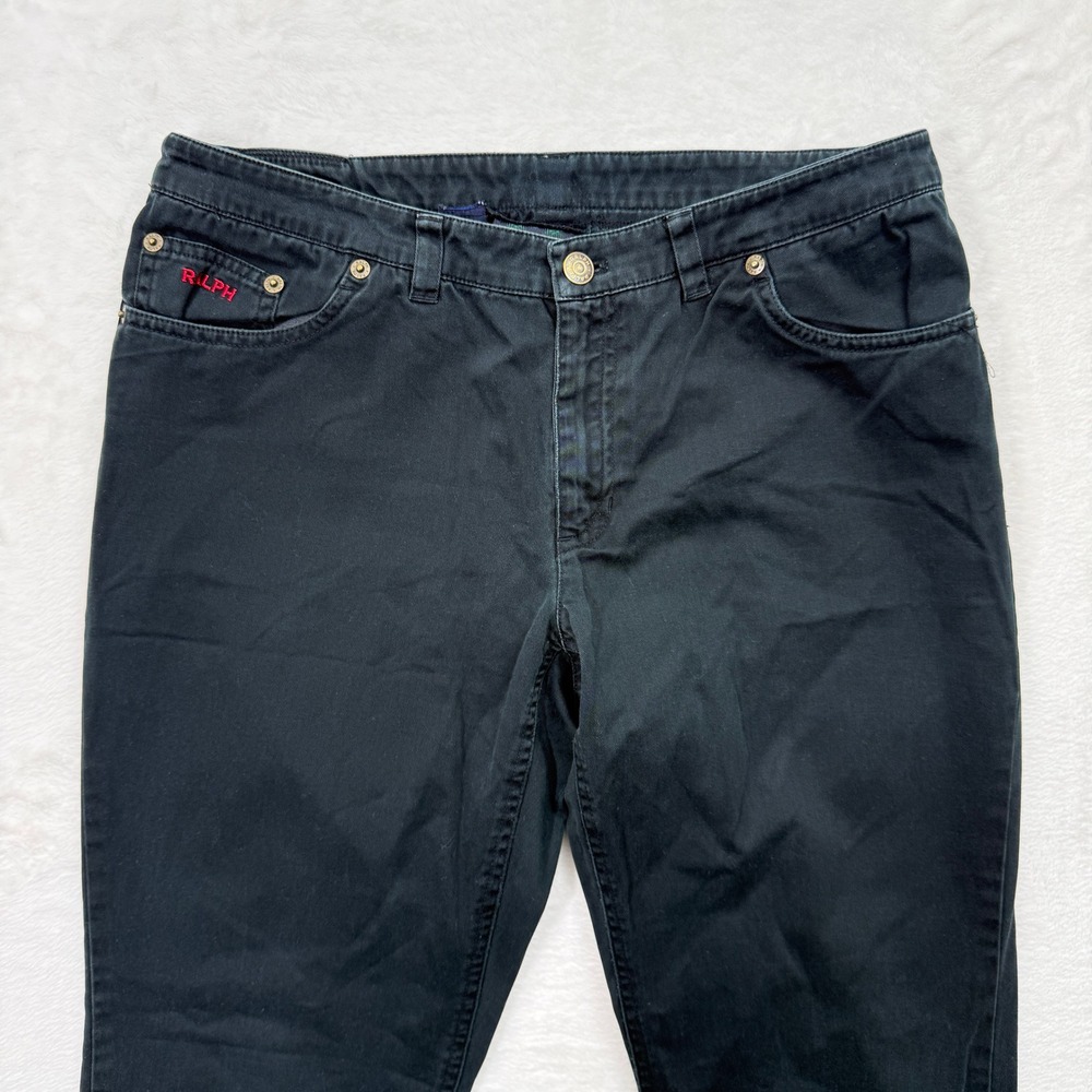 Ralph Lauren Pants Womens 6 Black Cotton Twill Flare Mid Rise 5-Pocket Trousers - Picture 2 of 12